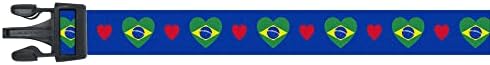 צווארון כלבים | אני אוהב את ברזיל | לבבות | נהדר לחגים לאומיים, אירועים מיוחדים, פסטיבלים, מצעדים | תוצרת ארהב | Xsmall קטן